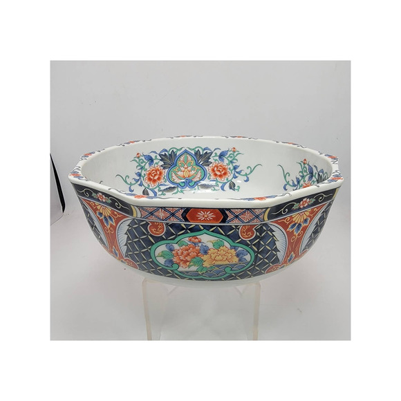 Japanese Imari Octagon Porcelain Bowl Floral & Foliate Pattern 9" - Picture 1 of 6